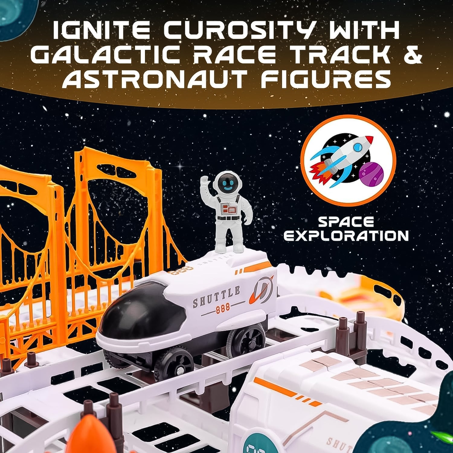 Outer Space Race Track Set for Kids Toys (1 Set) view 3