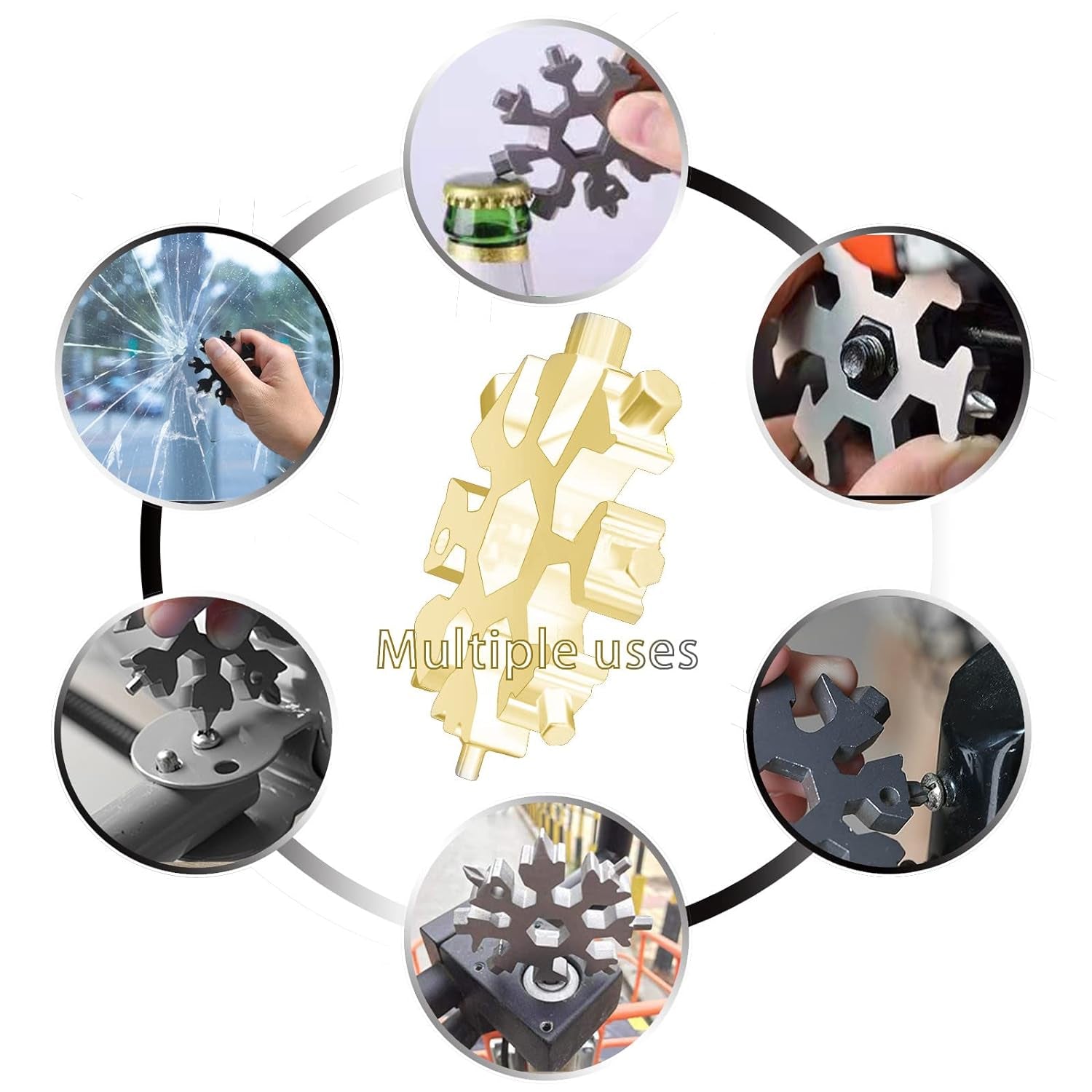 18-in-1 Snowflake Multi-Tool – Portable Bottle Opener, Screwdriver & Wrench view 4