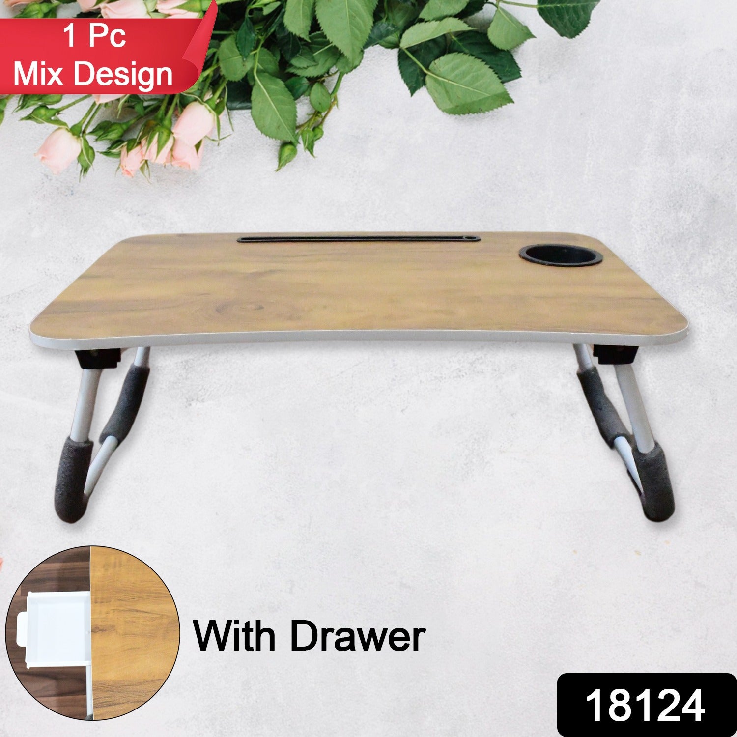 Multi-Purpose Laptop Desk (1 Pc / Mix Plain Design / 58×38 Cm) view 2