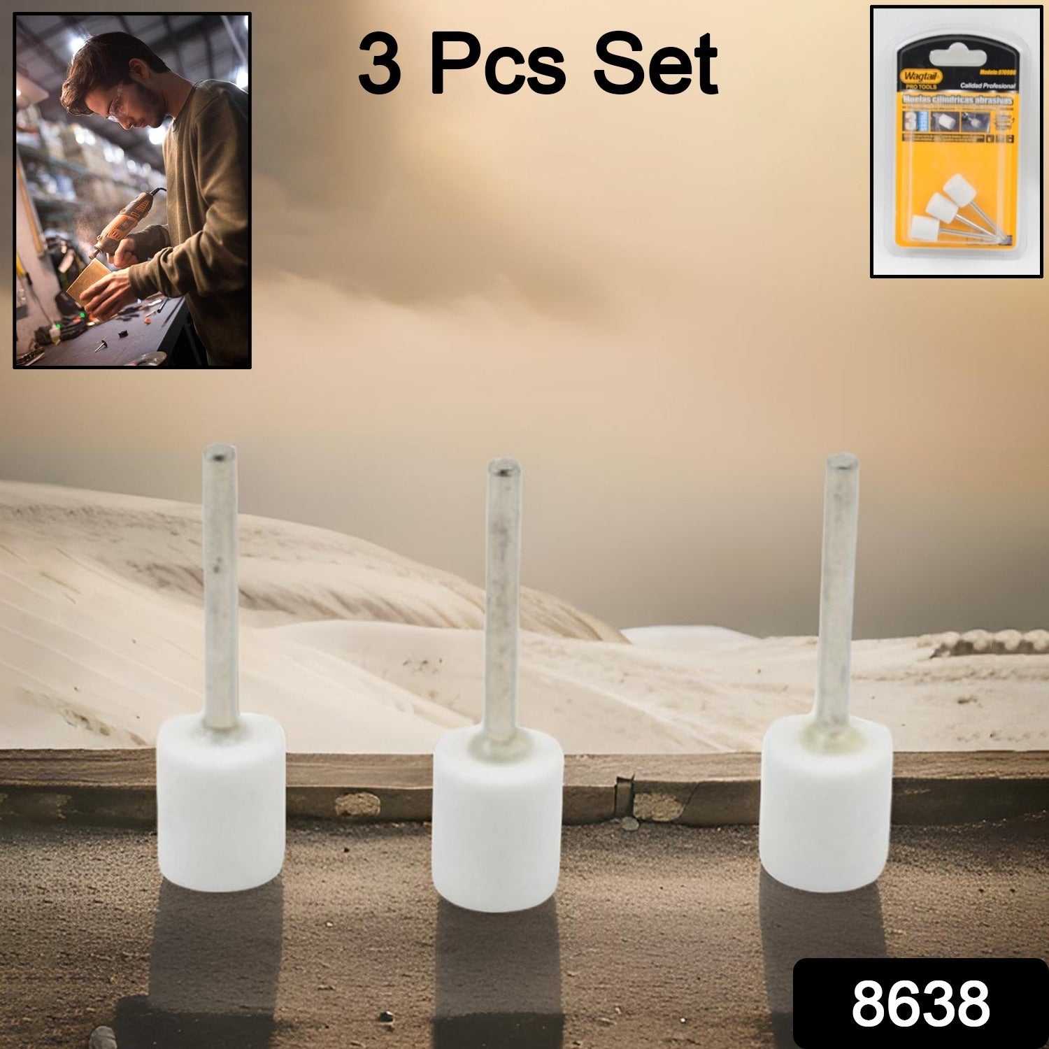 Wool Felt Polishing Buffing Wheels, Wool Felt Mounted Polishing Bits (3 Pcs Set) view 2