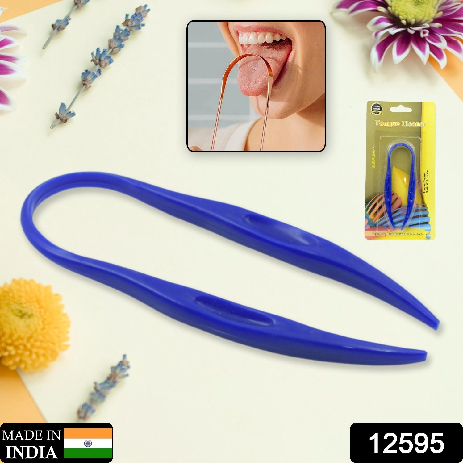 Plastic Tongue Cleaner For Kids & Adults | Tongue Scraper For Bad Breath, Maintain Oral Hygiene for Daily Use | for Fresh Breath & Bacteria Removal | Improved Taste Plastic With Handle Tongue Cleaner (1 Pc ) view 2