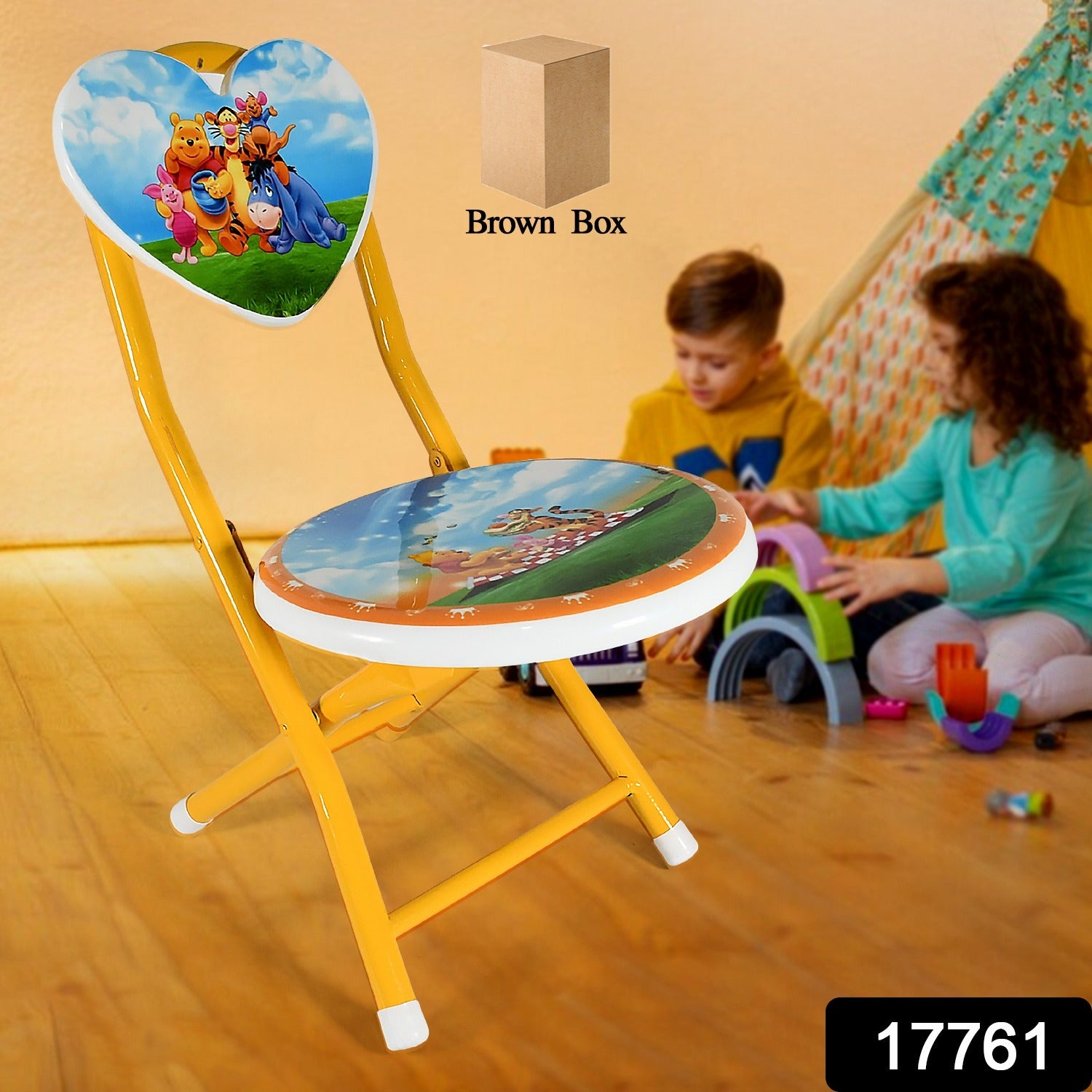 Heart Shape Cartoon Printed Foldable Kids Chair for Playrooms & Camping (1 Pc) view 2