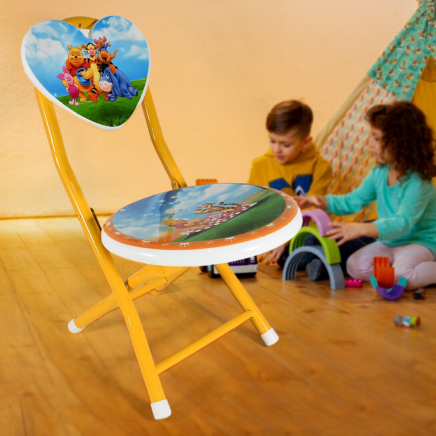 Heart Shape Cartoon Printed Foldable Kids Chair for Playrooms & Camping (1 Pc) view 6