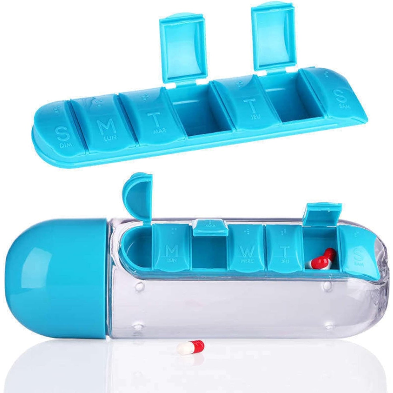 Multi-Use Pill & Water Bottle for Travel (600 Ml, Mix Color) view 4