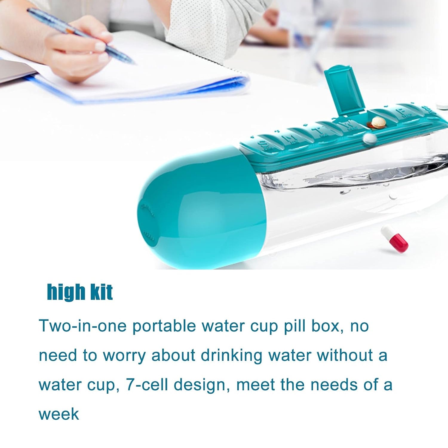 Multi-Use Pill & Water Bottle for Travel (600 Ml, Mix Color) view 7