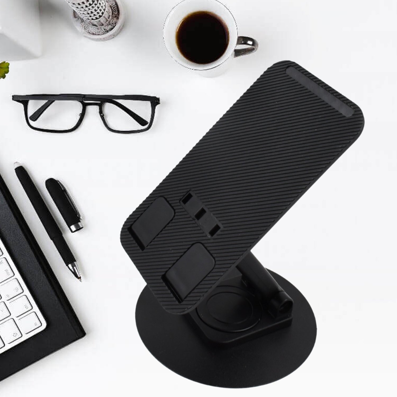 Rotating Foldable Mobile Stand – Height & Angle Adjustable Phone Holder Desk (1 Pc) view 4